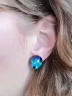Dichroic Earrings- Black and Sparkling Earrings - Stud Earrings