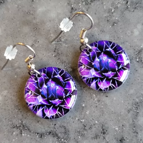 Amethyst Earrings - Purple Round Dangle Earrings