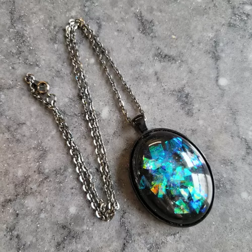 Dichroic Pendant - Black Pendant Necklace