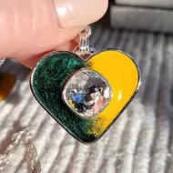 Green and Gold Heart Jewelry with Rhinestone