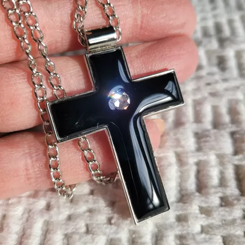 Black Cross Pendant Necklace