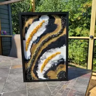 Black, Gold, and White Geode Artwork