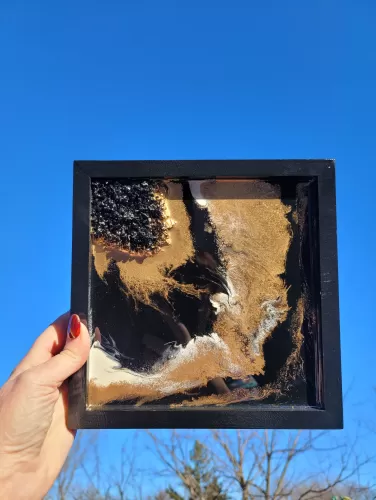 Black and Gold Geode Art - Black and Gold Framed Art - Geode Art Work