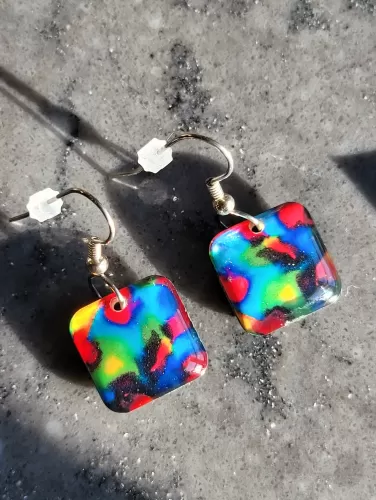 Pacific Blue Collection - Square Vibrant Earrings