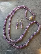 Amethyst Stone Necklace and Earrings Gift Set