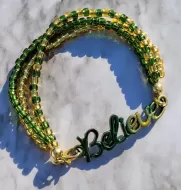 BELIEVE Bracelet  - Green and Gold Bracelet