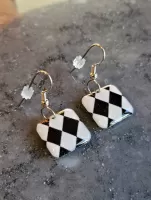 Checkered Flag Earrings - Black and White 