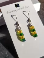 Green and Gold Sparkle Earrings  - Green and Gold Swarovski  Earrings  - Jewelry for Green Bay fans