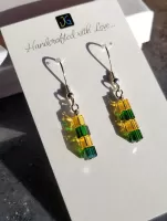 Green and Gold Earrings - Green and Gold Swarovski