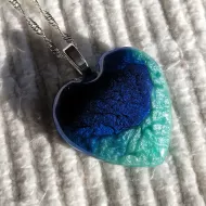 Heart Pendant - Blue and Pearl Teal Heart Pendant