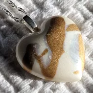 Heart Pendant - Ivory, Gold and Silver