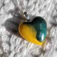 Heart Pendant - Green and Gold Jewelry