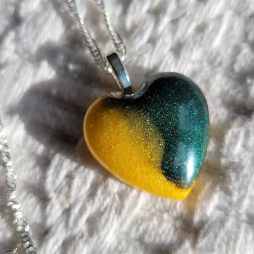 Heart Pendant - Green and Gold Jewelry