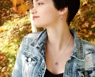 Rhinestone - Rose Pendant Necklace