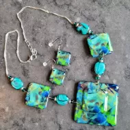 Teal Sunburst Collection - Teal and Midnight Blue Necklace