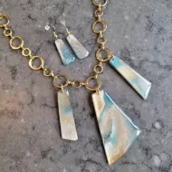 Teal, Gold and Ivory Dangle Jewelry Set